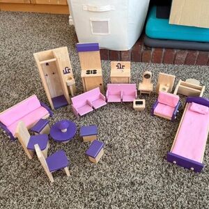 Wooden Dollhouse Furniture Set | KidKraft Style | Barbie Size